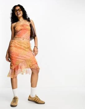 Reclaimed Vintage Reclaimed Vintage ruffle midi skirt in orange paisley print co ord