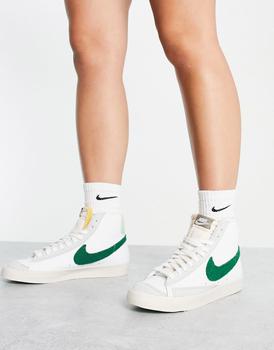 推荐Nike Blazer Mid '77 Vintage trainers in white and green商品