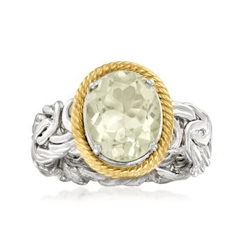 Ross-Simons | Ross-Simons Prasiolite Byzantine Ring in Sterling Silver and 14kt Yellow Gold,商家Premium Outlets,价格¥1139