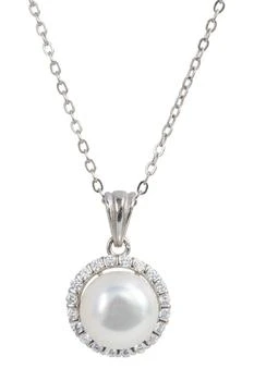 Savvy Cie Jewels | Sterling Silver Cultured Freshwater Pearl Halo Pendant Necklace,商家Nordstrom Rack,价格¥410