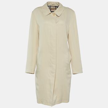 Burberry Vintage Beige Twill Button Front Long Coat M product img