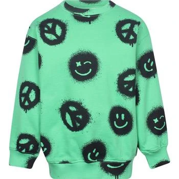 推荐Smiley faces and peace print green sweatshirt商品