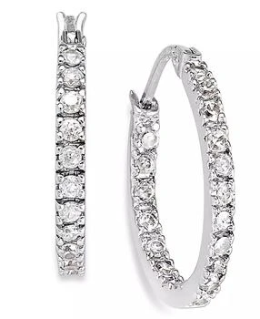 Giani Bernini | Small Sterling Silver Earrings, Cubic Zirconia Hoop Earrings, 0.6", (3/4 ct. t.w.),商家Macy's,价格¥170