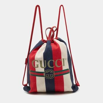 [二手商品] Gucci | Gucci Multicolor Canvas Sylvie Stripe Drawstring Backpack 5.5折