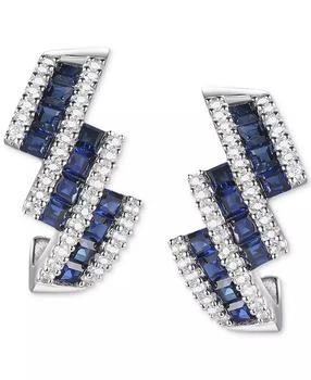 Macy's | Lab-Grown Sapphire (5/8 ct. t.w.) & Lab-Grown White Sapphire (1/2 ct. t.w.) Swirl Stud Earrings in Sterling Silver,商家Macy's,价格¥772