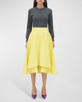 Bottega Veneta | Shiny Leather High-Low Midi Skirt商品图片,
