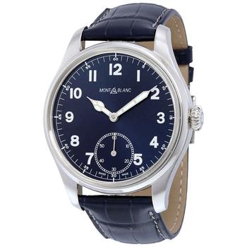 推荐Montblanc 1858 Blue Dial Blue Leather Mens Watch 113702商品