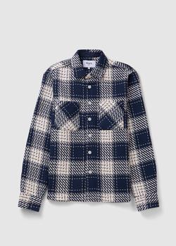 推荐Wax London Mens Whiting Overshirt Beatnik In Marine商品