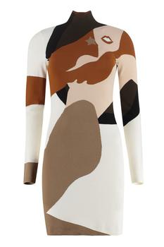 Fendi | Fendi Pattern Intarsia Funnel Neck Knitted Dress商品图片,8折×额外9折, 额外九折