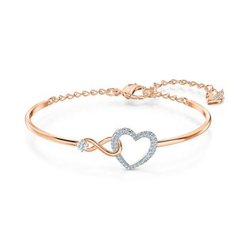 施华洛世奇手链直邮, Swarovski | Two-Tone Crystal Heart & Infinity Symbol Bangle Bracelet商品图片 