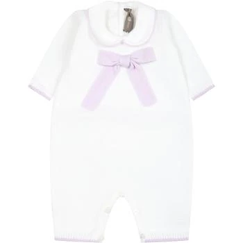 Little Bear | White Babygrow For Baby Girl With Bow,商家Italist,价格¥1495