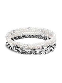商品John Hardy | Chain Classic Sterling Silver & Pearl Wraparound Bracelet,商家Saks Fifth Avenue,价格¥7201图片