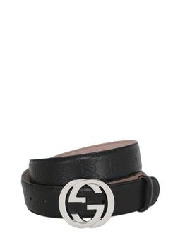 gucci皮带男, Gucci | 4cm Gg Embossed Leather Belt商品图片 