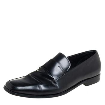 推荐Prada Black Leather Slip On Loafers Size 43.5商品