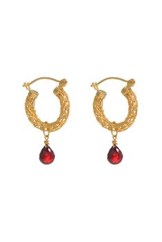 商品FREYA ROSE | Gold weave mini hoops with garnet charm,商家Harvey Nichols,价格¥2328图片