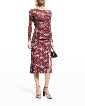 商品Diane von Furstenberg | Corinne Ruched Floral-Print Mesh Dress,商家Neiman Marcus,价格¥1354图片