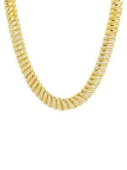 Sterling Forever | Arabella 14K Goldplated Cubic Zirconia Chain Necklace 5折×额外9折, 独家减免邮费, 额外九折