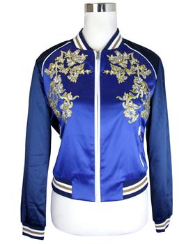 maje外套, Maje | Maje Women's Bomber Blue Floral Embroidered Polyester Elastane Jacket H17BICHON (38 EU)商品图片 8.2折, 满$250减$20, 满减