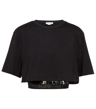Alexander McQueen | Lace corset cotton T-shirt商品图片,