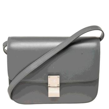 celine腋下包, [二手商品] Celine | Celine Grey Leather Box Classic Medium Shoulder Bag商品图片 