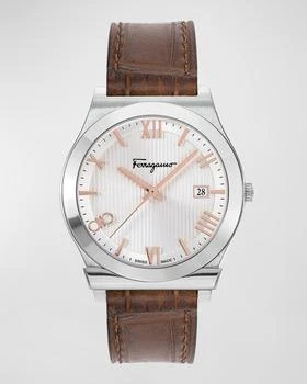 推荐Men's Gancini Leather Strap Watch, 41mm商品