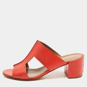 推荐Hermes Red Leather Ostia Sandals Size 39商品