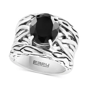 Effy | EFFY® Onyx Openwork Woven Ring in Sterling Silver,商家Macy's,价格¥4090