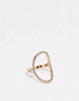 ASOS | ASOS DESIGN ring with open circle crystal design in gold tone商品图片,