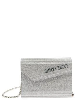 推荐Silver Compact Clutch Bag With Chain And Logo Detail In Glitter Acrylic Woman商品