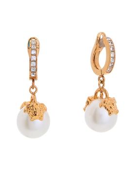 商品Versace Medusa Pearl Drop Clip Earrings图片
