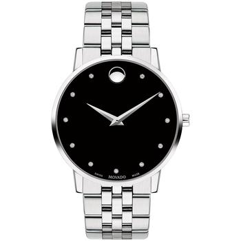 Movado | Men's Swiss Museum Classic Diamond-Accent Stainless Steel Bracelet Watch 40mm商品图片,