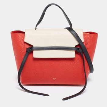 celine皮带, [二手商品] Celine | Celine Red/Cream Leather Mini Belt Top Handle Bag商品图片 5.7折, 满1件减$100, 满减