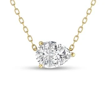 SSELECTS | Lab Grown 1/4 Carat Floating Pear Shaped Diamond Solitaire Pendant In 14k Yellow Gold,商家Premium Outlets,价格¥3984