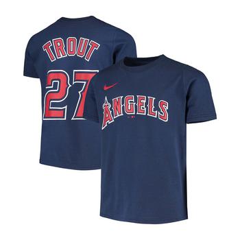迈克达威直邮, NIKE | Youth Big Boys Mike Trout Navy Los Angeles Angels Player Name and Number T-Shirt商品图片 