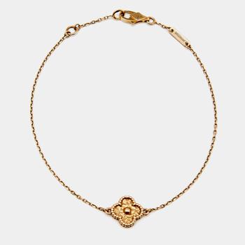 Van Cleef & Arpels, [二手商品] Van Cleef & Arpels | Van Cleef & Arpels Sweet Alhambra Textured 18k Rose Gold Bracelet商品图片 7.6折