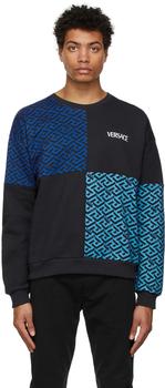 美国范思哲卫衣, Versace | Blue & Black La Greca Sweatshirt商品图片 