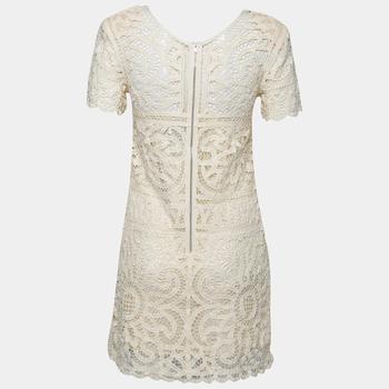 推荐Sea Cream Battenburg Lace Shift Dress XS商品