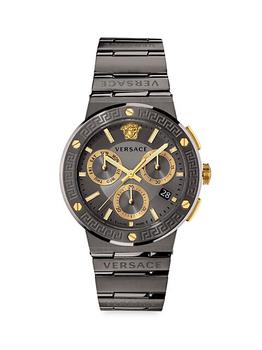推荐Greca Logo Chrono IP Gunmetal Chronograph Bracelet Watch商品