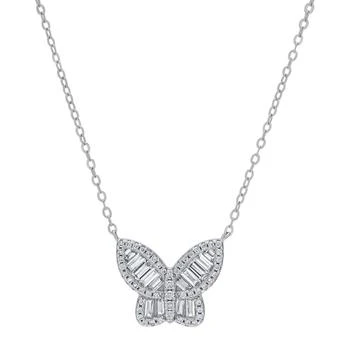 Macy's | Lab-Grown White Sapphire Baguette Butterfly 18" Pendant Necklace (3/4 ct. t.w.) in Sterling Silver,商家Macy's,价格¥736