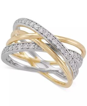 Macy's | Cubic Zirconia Multirow Crossover Ring in Sterling Silver & 14k Gold-Plate,商家Macy's,价格¥707