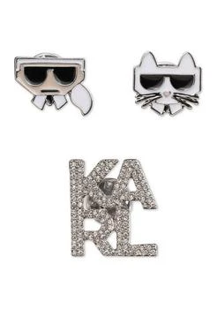 Karl Lagerfeld Paris | Lagerfeld Paris Silver Tone Crystal Logo Pins Set,商家Belk,价格¥124