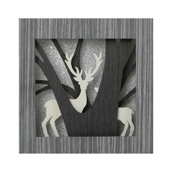 Northlight | 12" Glittered Woodland Deer Silhouette Box Framed Christmas Table Decoration,商家Macy's,价格¥1443