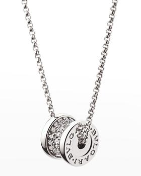 美国bvlgari项链, BVLGARI | B.Zero1 18k White Gold Diamond Charm Necklace商品图片 