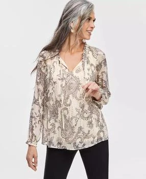 JM Collection | Women's Printed Metallic Chiffon Blouse, Created for Macy's,商家Macy's,价格¥358