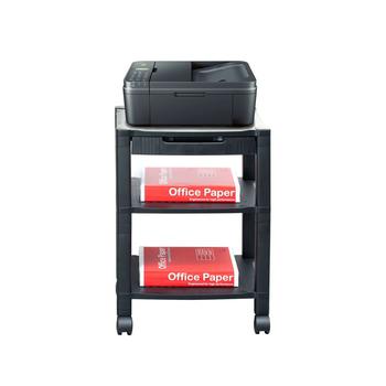 商品3-Shelf Printer Cart, Stand with Wheels, Drawer, Cord Management图片