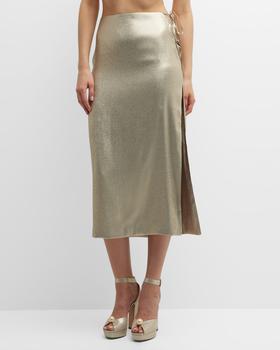 商品Adriana Iglesias | Ale Metallic Lace-Up Side-Slit Midi Skirt,商家Neiman Marcus,价格¥7438图片