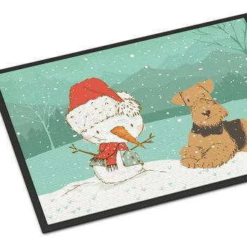 Caroline's Treasures | 24 in x 36 in Airedale Terrier Snowman Christmas Door Mat Indoor/Outdoor,商家Verishop,价格¥292