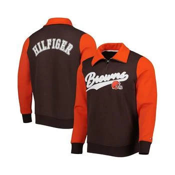 Tommy Hilfiger | Men's Brown, Orange Cleveland Browns Aiden Quarter-Zip Top 7.4折, 独家减免邮费