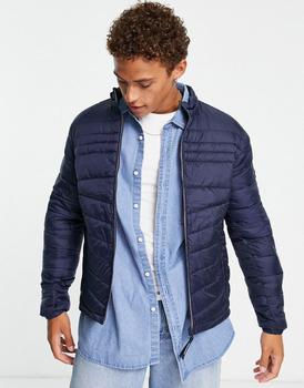 essentials棉服, Jack & Jones | Jack & Jones Essentials padded jacket with stand collar in navy商品图片 