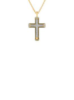Esquire Men's Jewelry | 14K Yellow Goldplated Sterling Silver & 0.5 TCW Diamond Cross Pendant Necklace/22"商品图片,4.9折